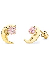 remarkable itty-bitty crescent moon cubic zirconia toddler stud earrings